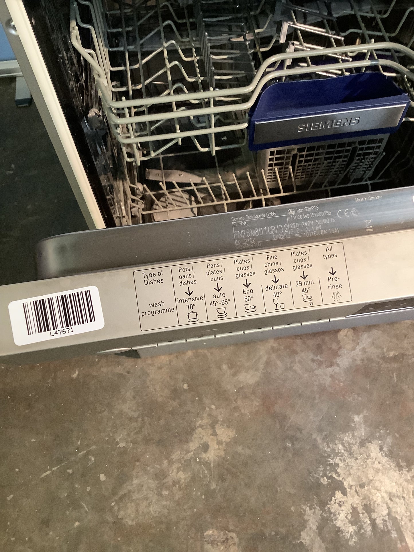 Siemens Dishwasher SN26M891GB L47671