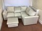 4 Seat Cream Plush Velvet L Shaped Corner Sofa & Footstool F27445