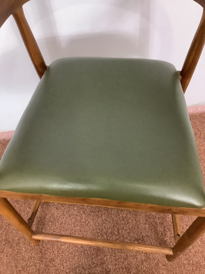 SKLUM Visby Dark Teak Wood & Military Green Leather High Stool F27447