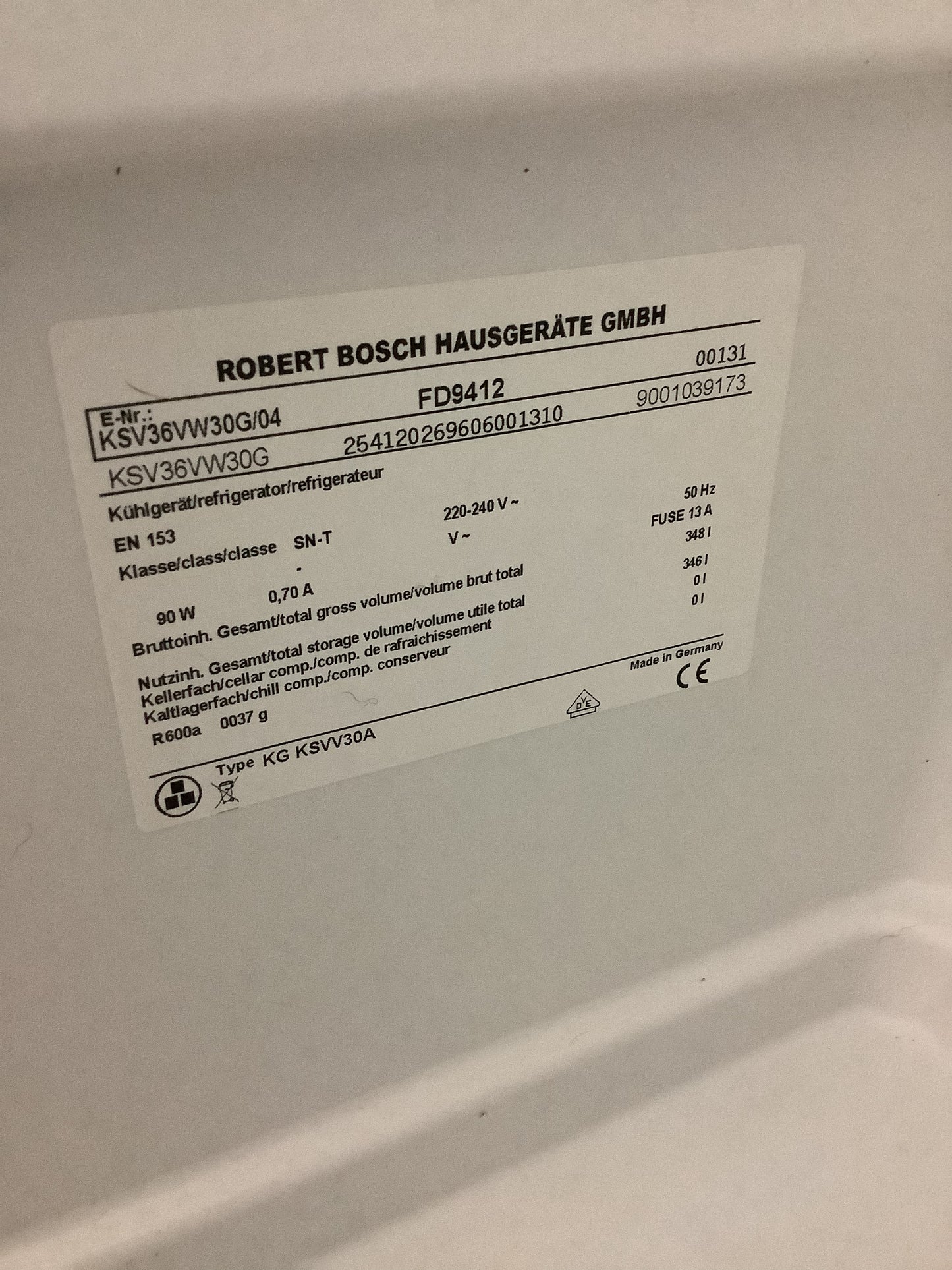 Bosch Freestanding Fridge KSV36VW30G L51647