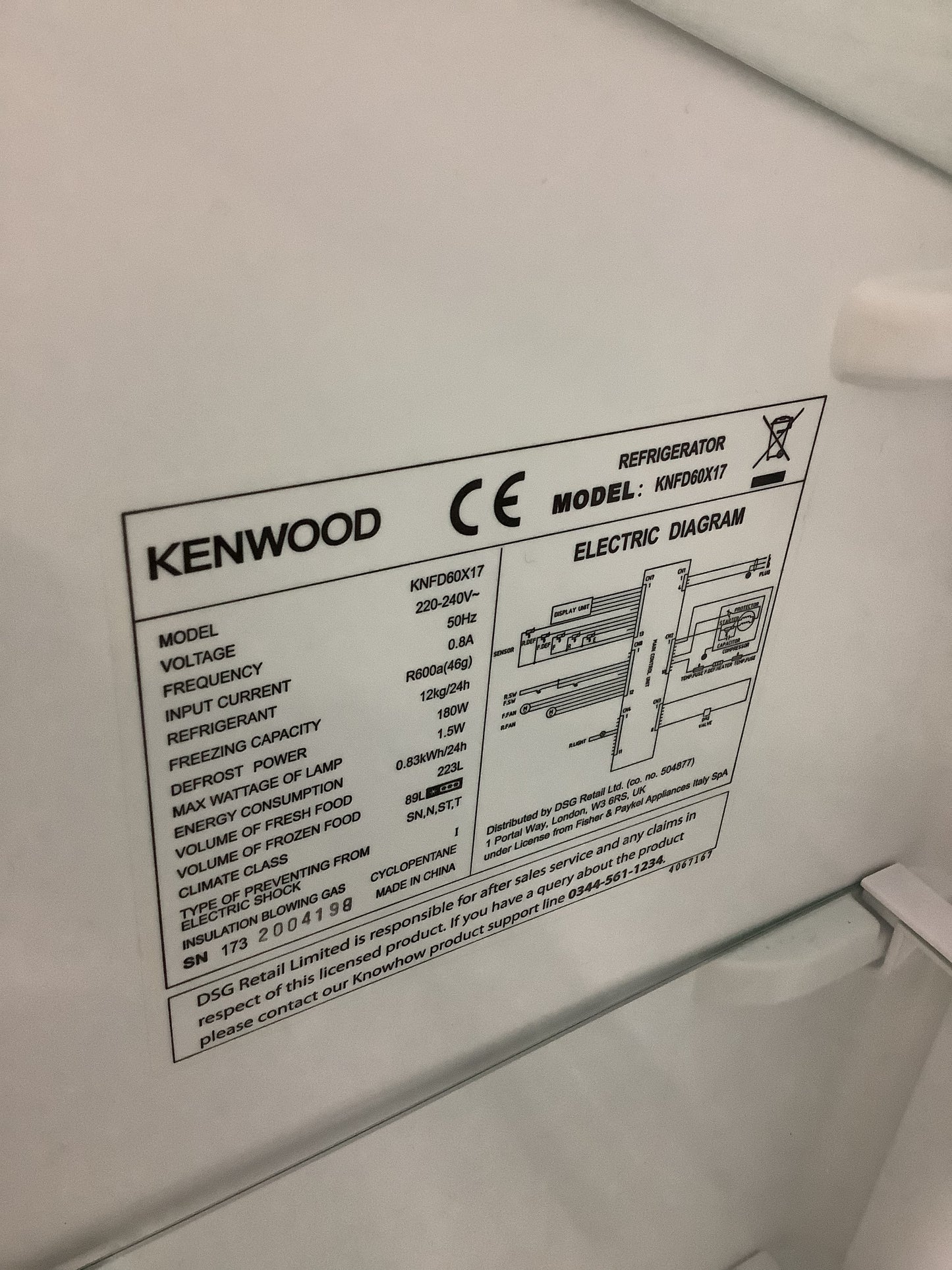 Kenwood Fridge Freezer KNFD60X17 L52354