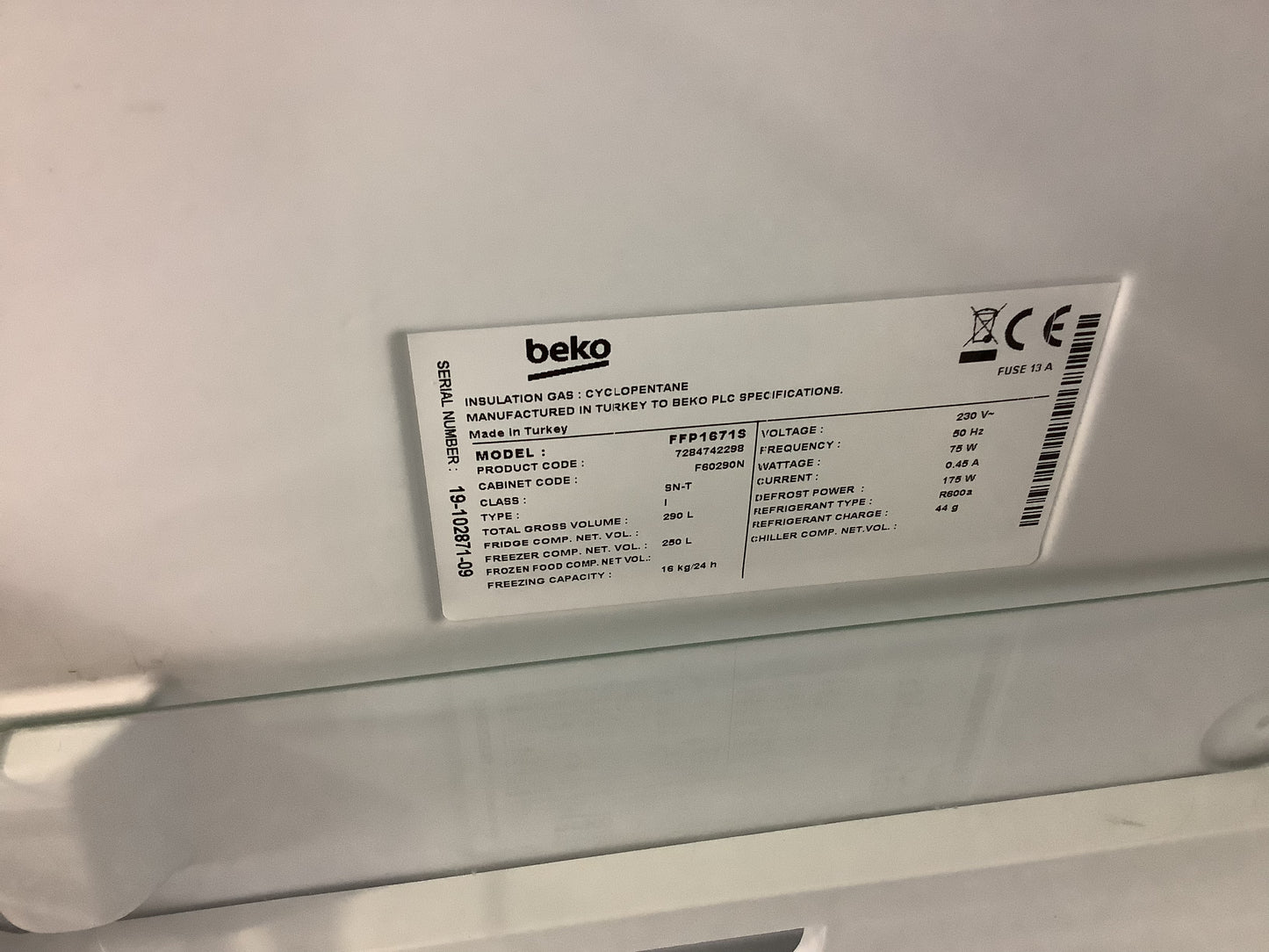 Beko Freestanding Freezer FFP1671S L52413
