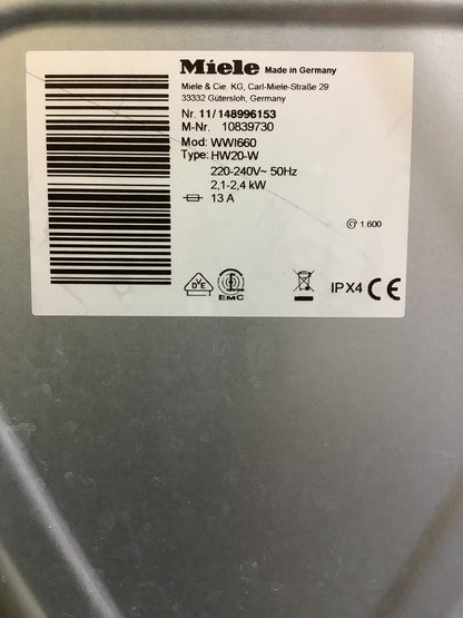 Miele Washing Machine 9kg WW1660 L48922