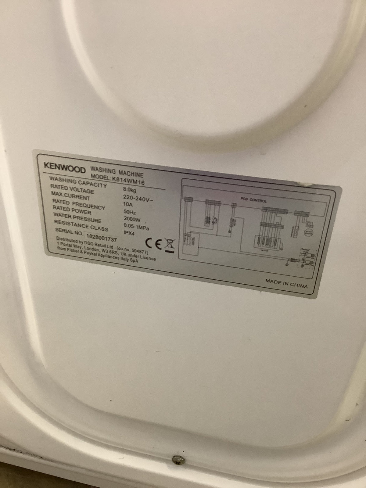 Kenwood 8kg Washing Machine K814WM16. L53940