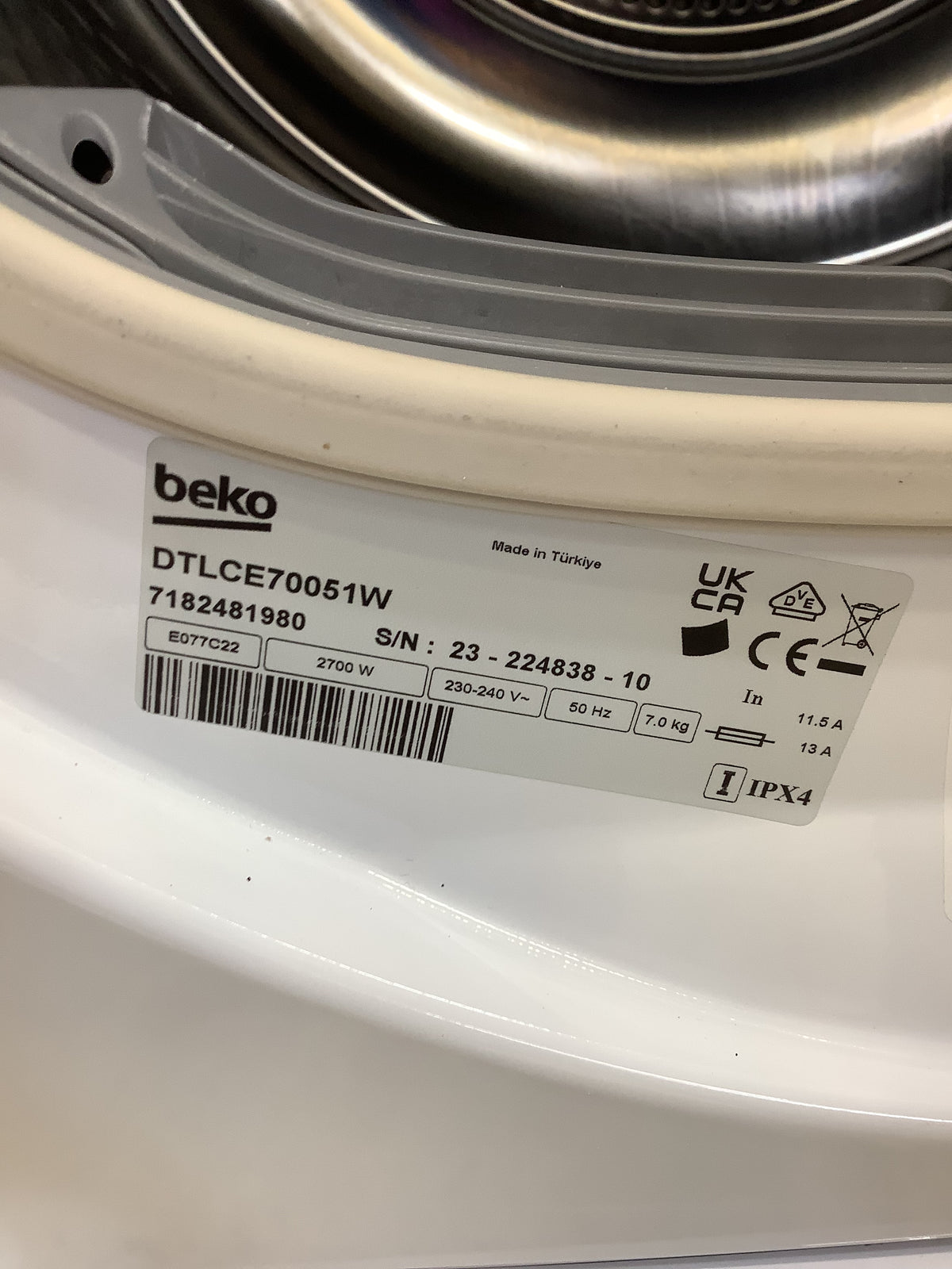 Beko 7kg Condenser Tumble Dryer DTLCE70051W. L53538