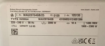 Bosch 9kg Washing Machine WAU28T64GB/25 L48889