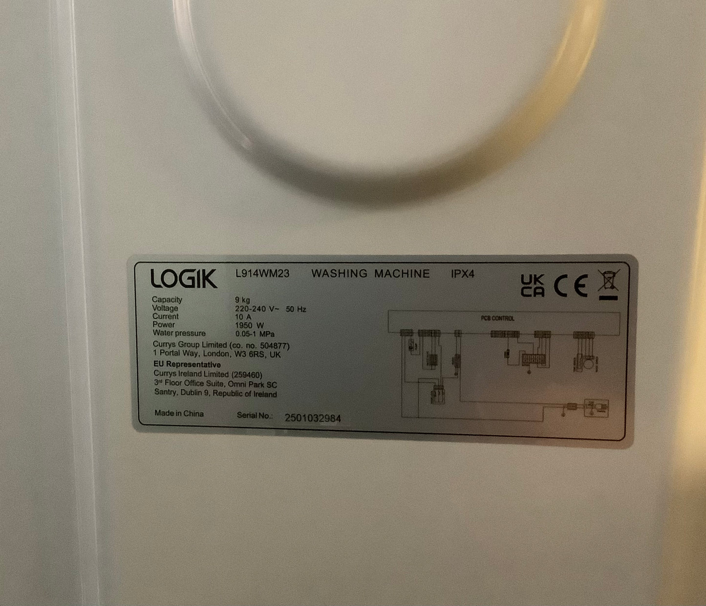 Logik 9kg Washing Machine L914WM23 L48843