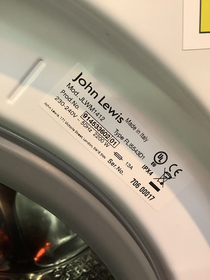 John Lewis Washing Machine JLWM1412 L47810