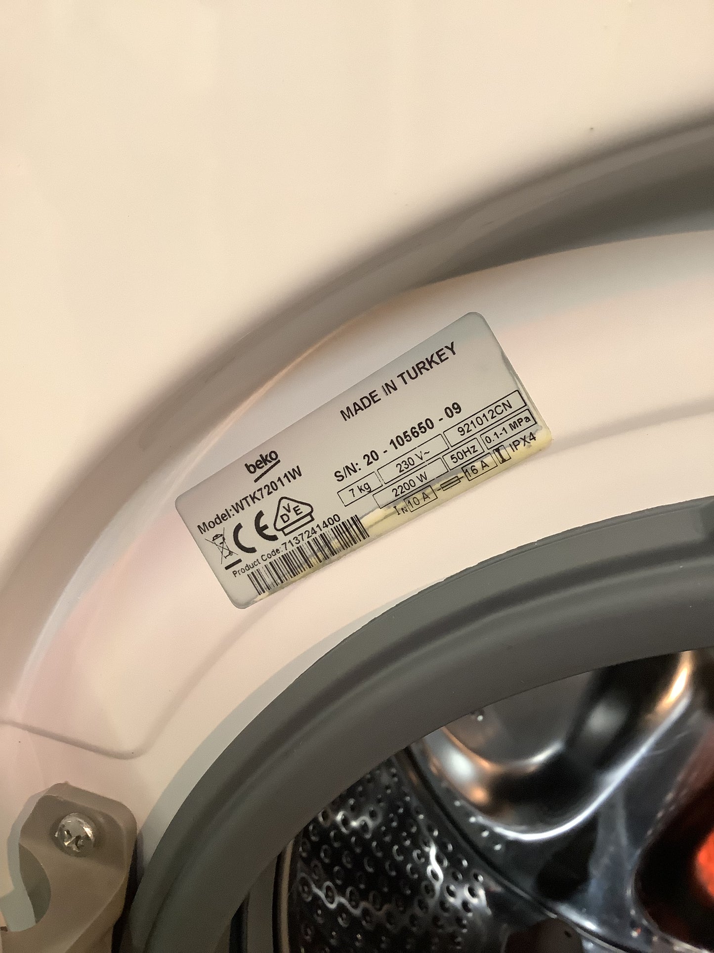 Beko Washing Machine WTK72011W L47719
