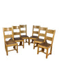 6 x Solid Oak Wood with Brown Leather Seat Dining Chairs F27291.