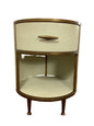Round Ivory/Cream Faux Shagreen Bedside Cabinet F27293.