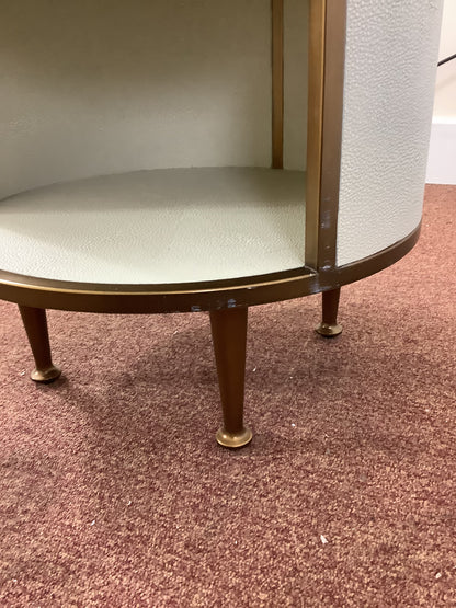 Round Ivory/Cream Faux Shagreen Bedside Cabinet F27293.