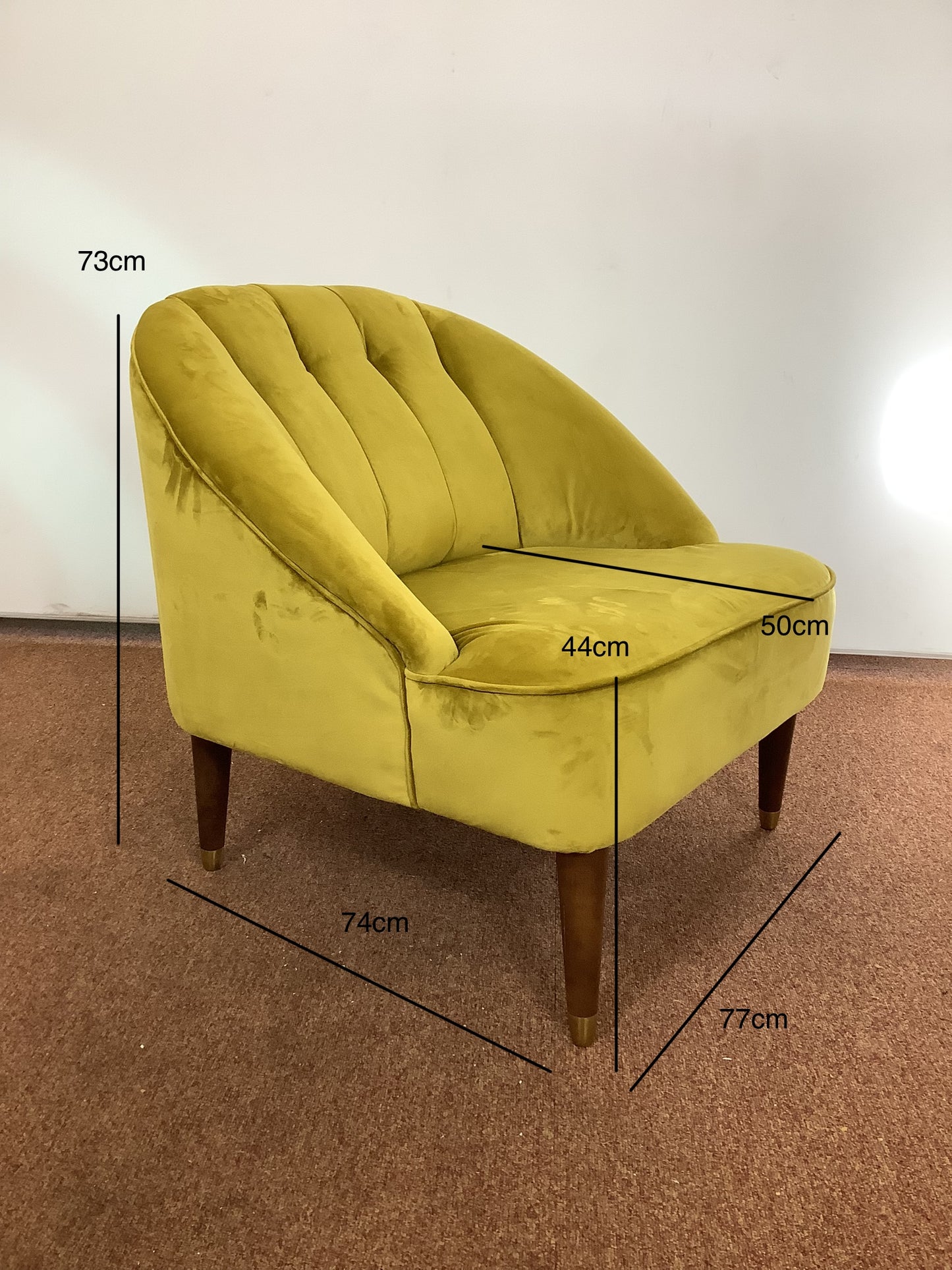 Yellow [mustard] Velvet Cocktail Accent Chair F27294