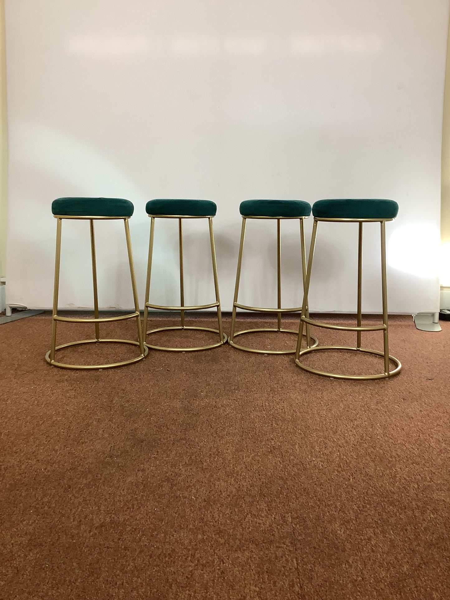 4 x Green Velvet Bar/Kitchen Stools F27295
