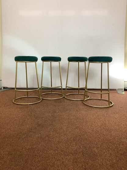 4 x Green Velvet Bar/Kitchen Stools F27295
