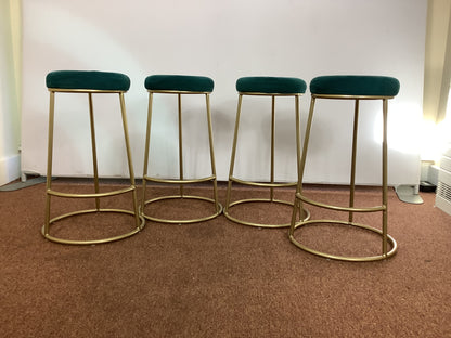 4 x Green Velvet Bar/Kitchen Stools F27295