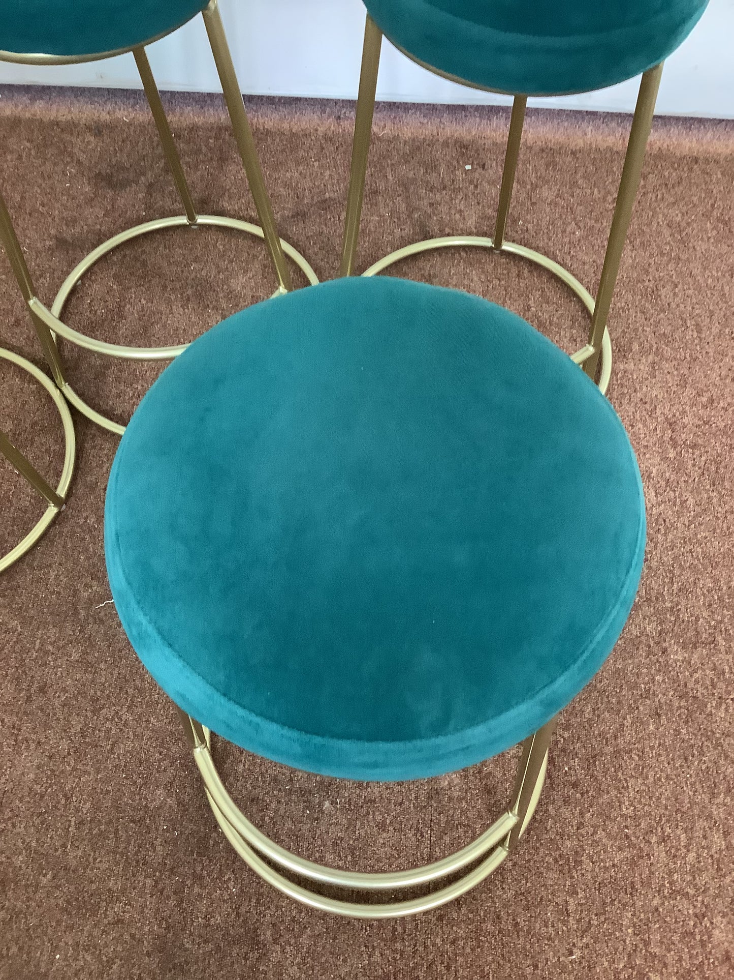 4 x Green Velvet Bar/Kitchen Stools F27295