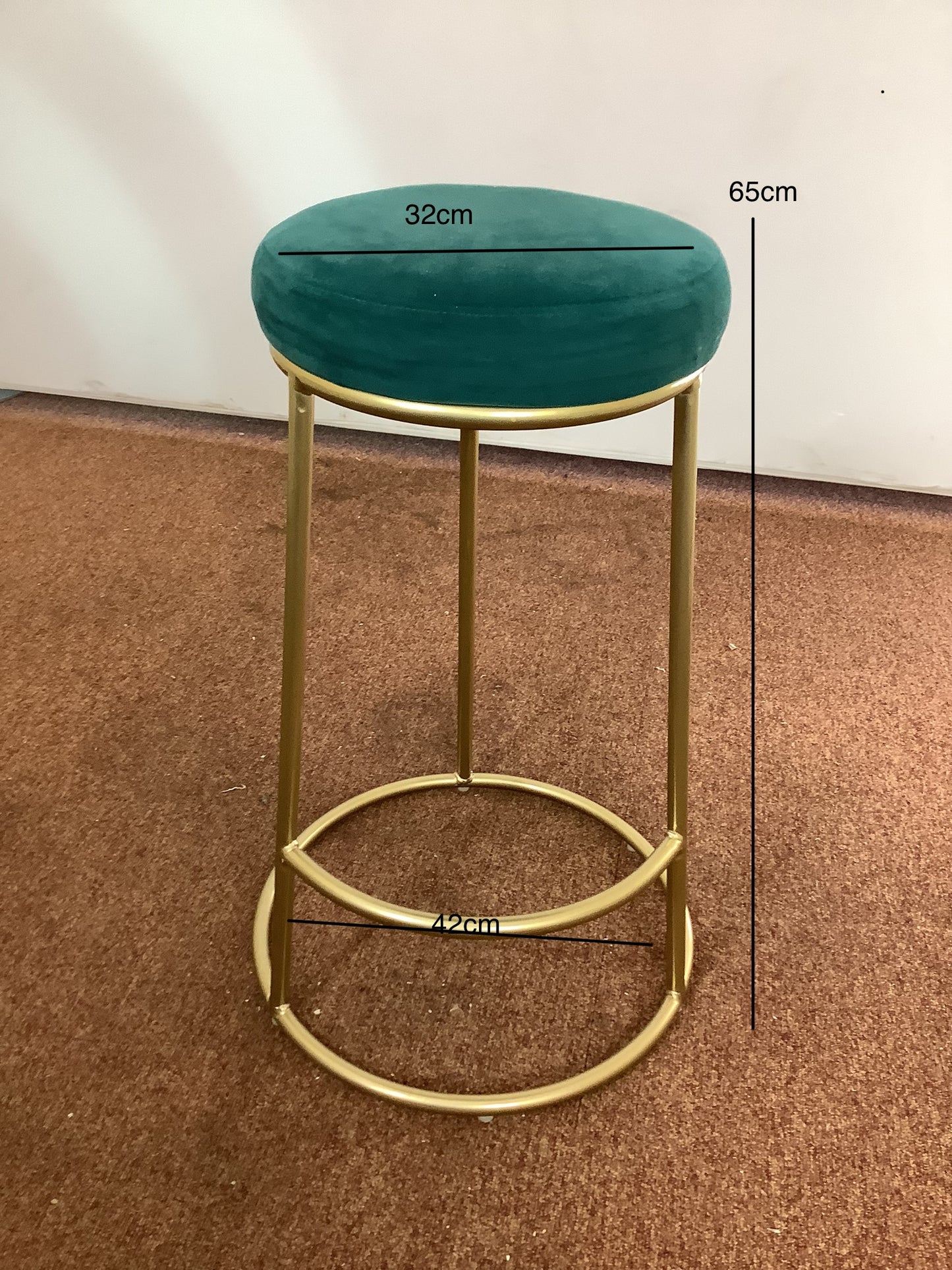 4 x Green Velvet Bar/Kitchen Stools F27295