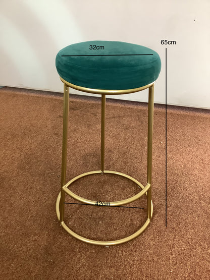 4 x Green Velvet Bar/Kitchen Stools F27295
