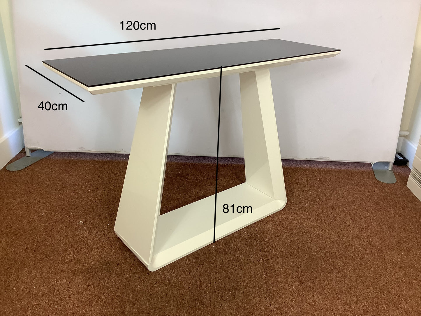 ALBA White Gloss / Black Glass Console Table F27303