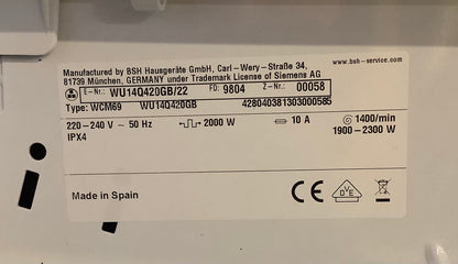 Siemens 8kg Washing Machine WU14Q420GB L48863