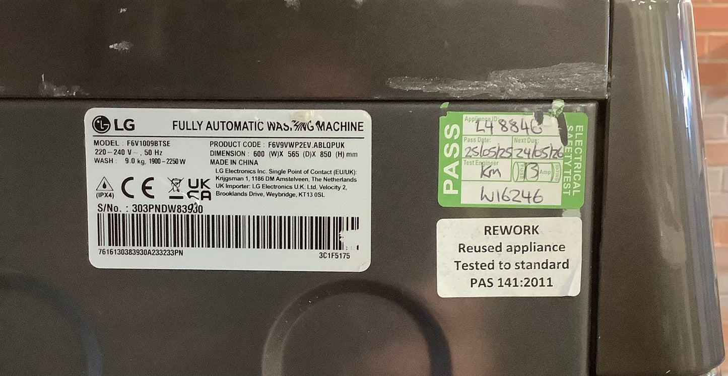 LG 9kg Washing Machine F6V1009BTSE { WiFi Enabled } L48846