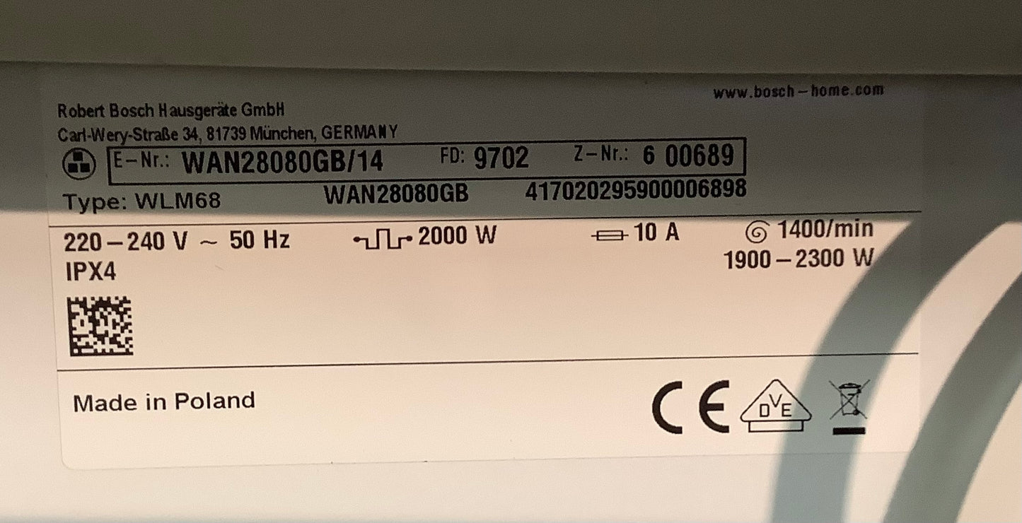 Bosch 7kg Washing Machine WAN28080GB/14 L48987