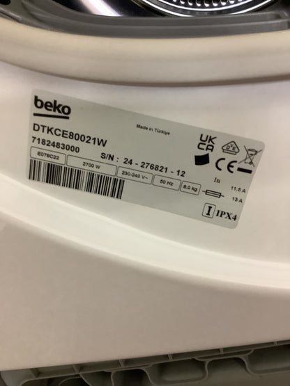 Beko 8kg Tumble Dryer DTKCE80021W L52623