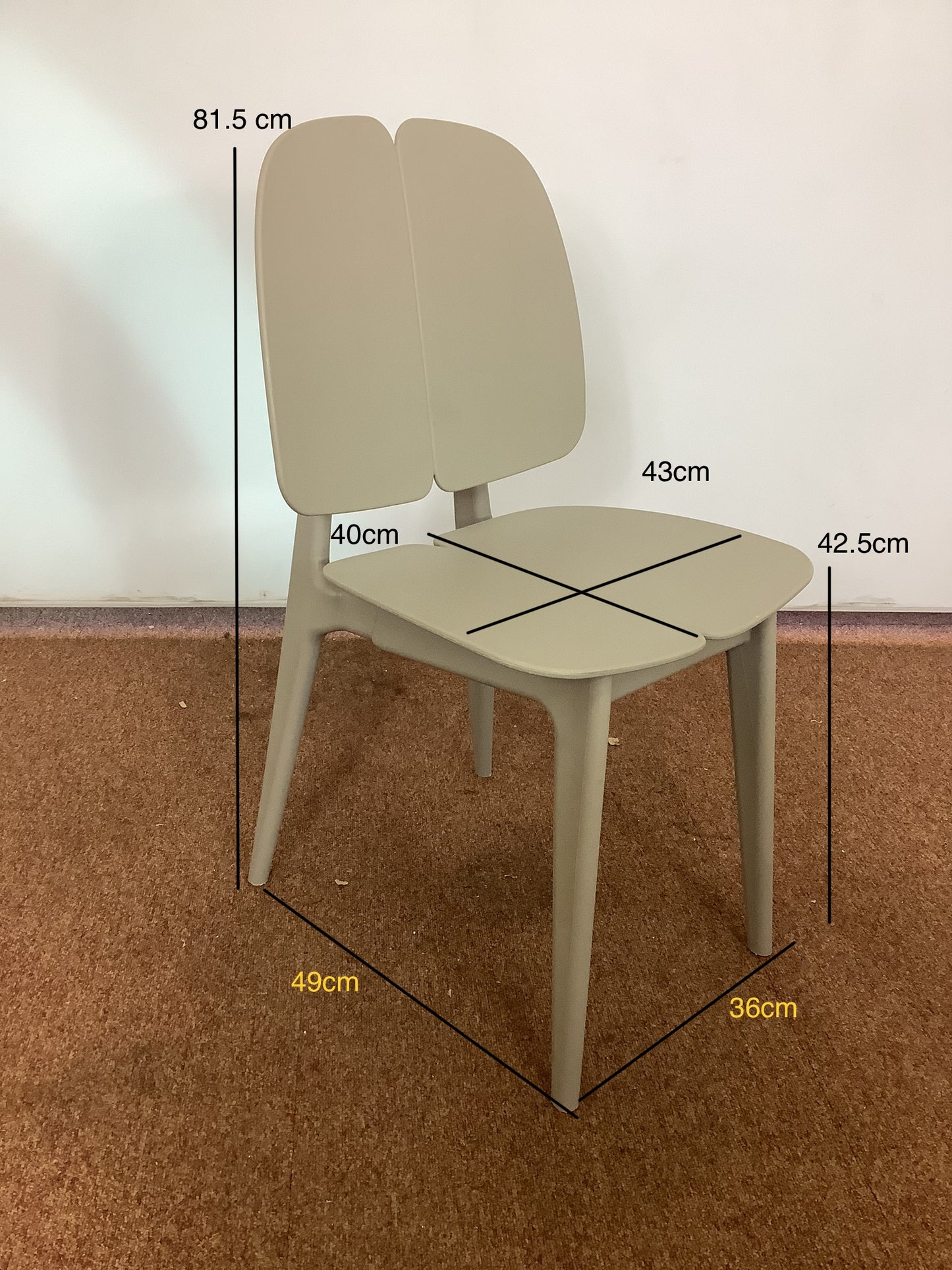 6 x Grey Scandinavian Shell Dining Chairs F27454