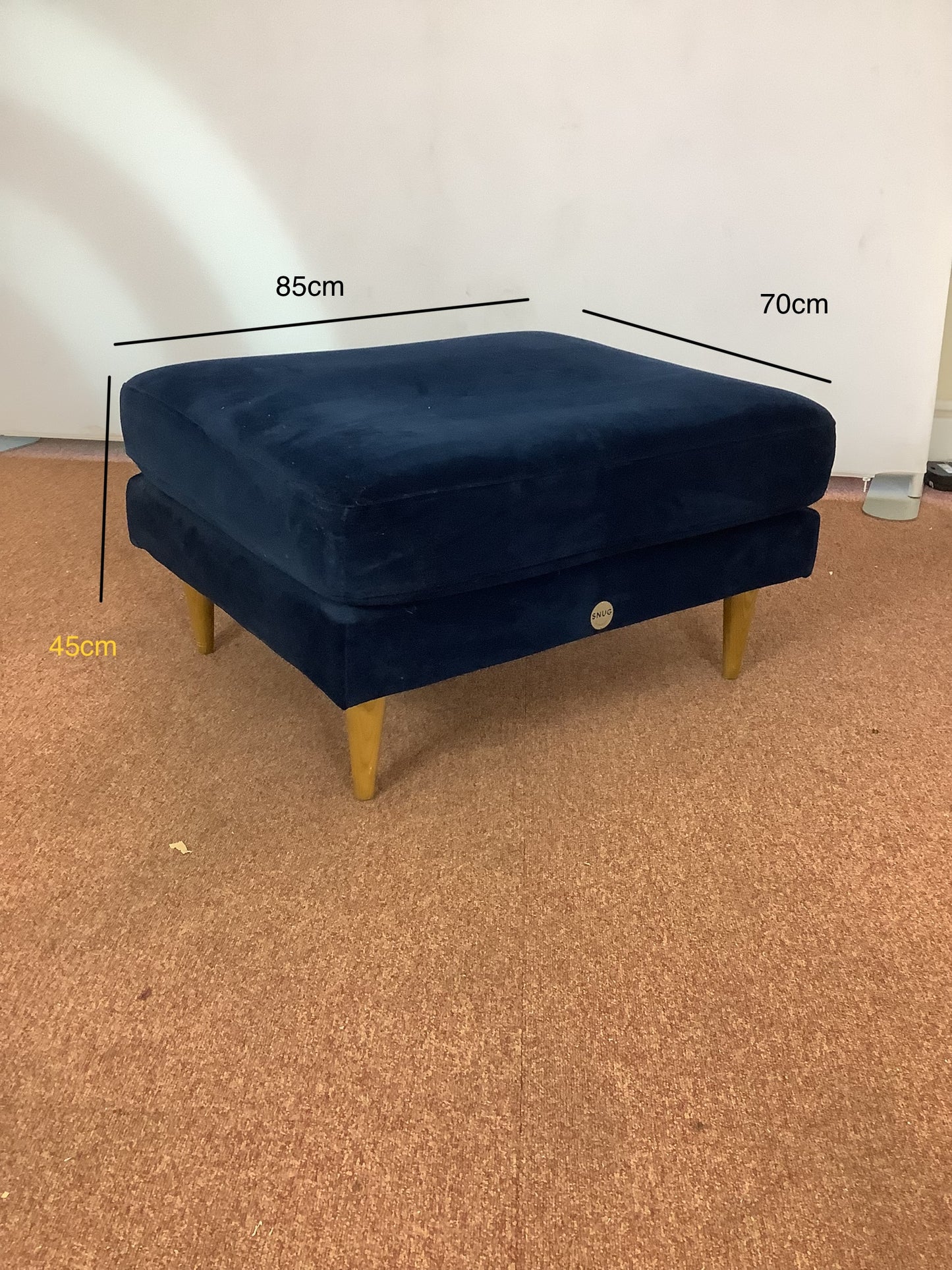 Snugsofa.com Navy Blue Plush Velvet Ottoman Pouffe Footstool F27456
