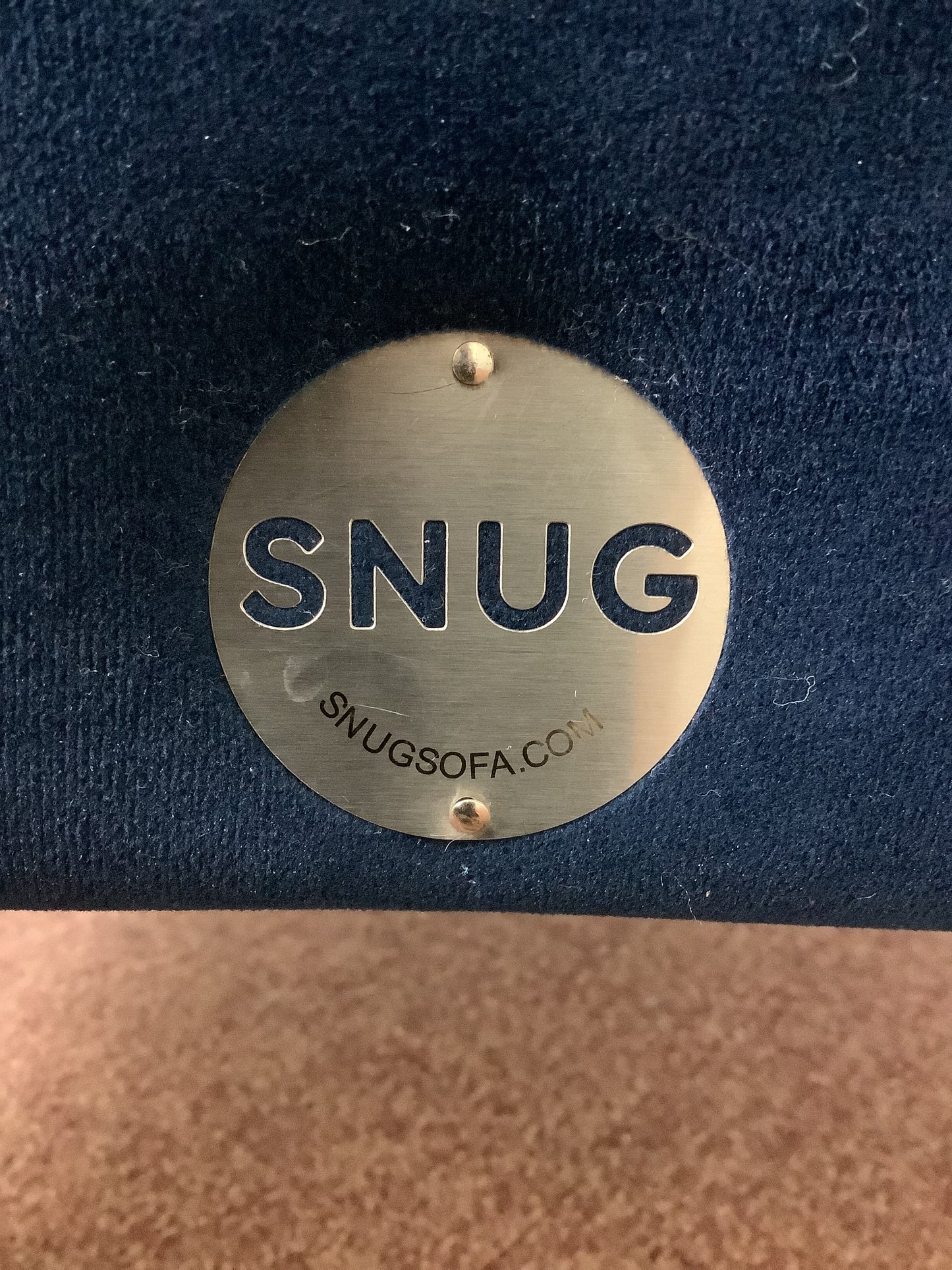 Snugsofa.com Navy Blue Plush Velvet Ottoman Pouffe Footstool F27456