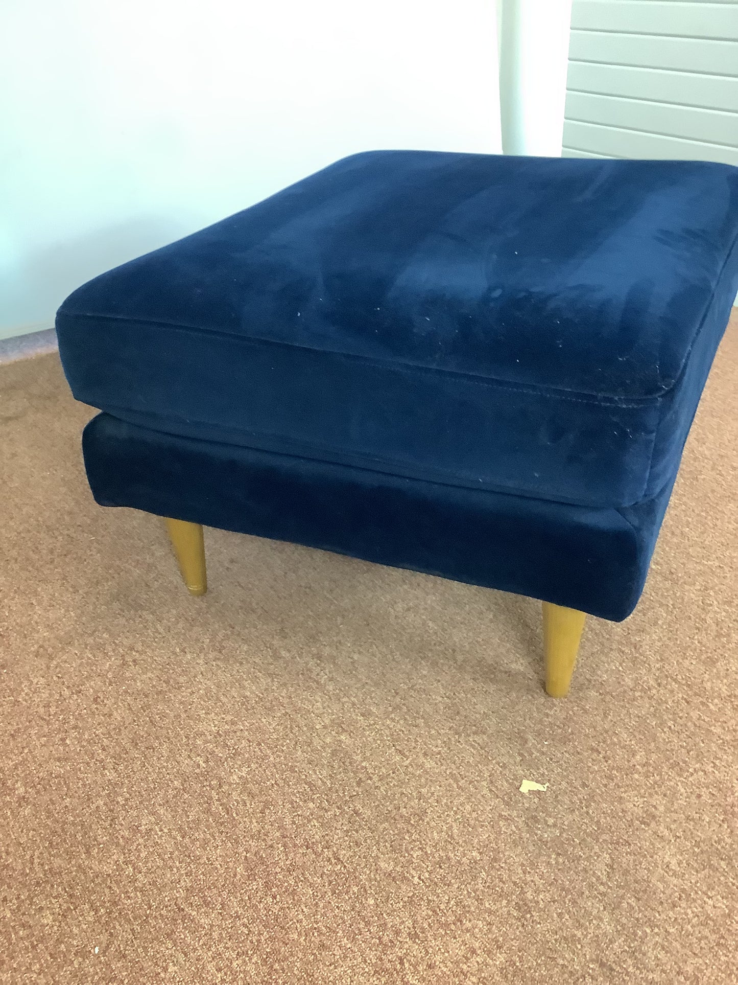 Snugsofa.com Navy Blue Plush Velvet Ottoman Pouffe Footstool F27456