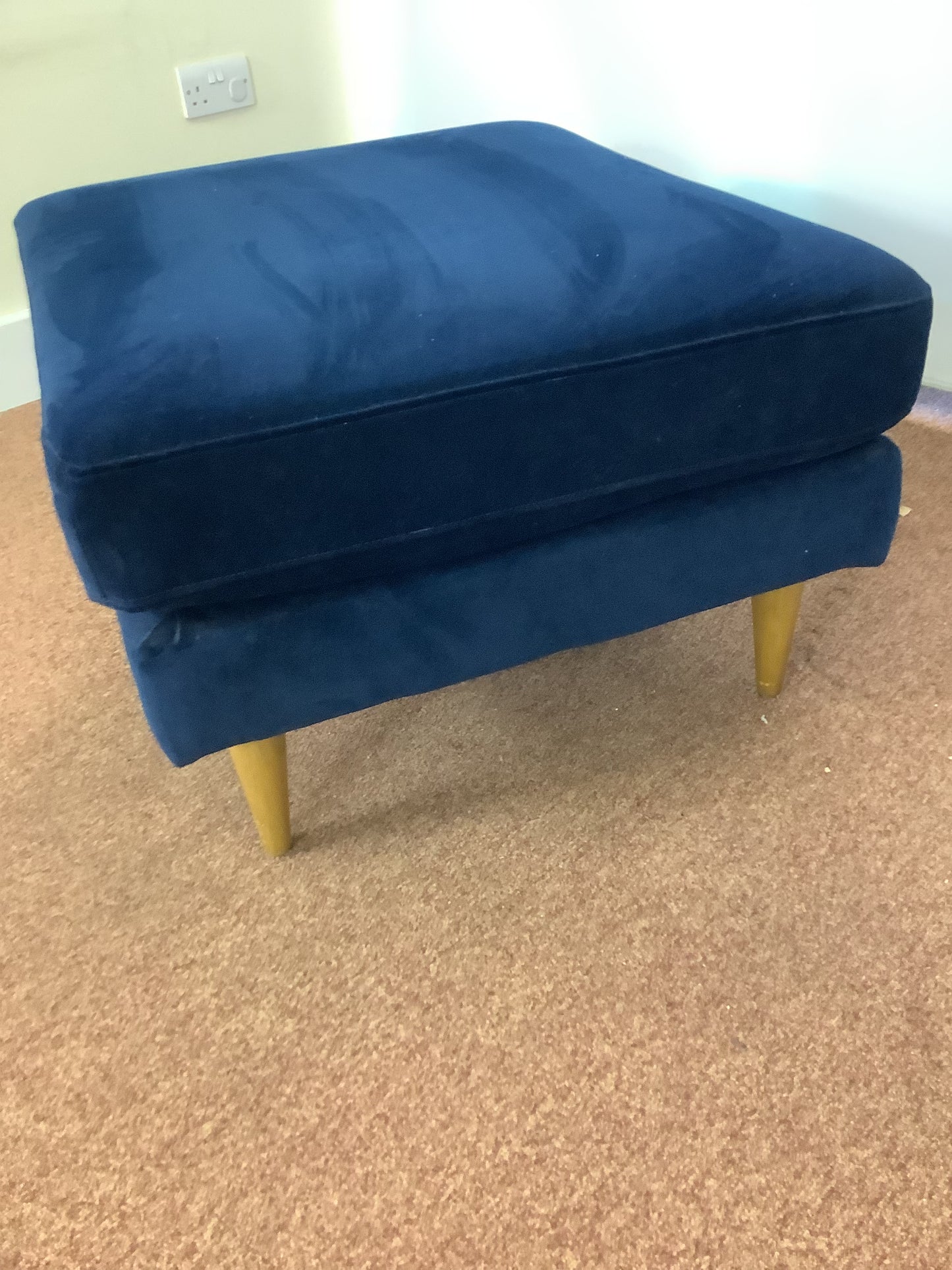 Snugsofa.com Navy Blue Plush Velvet Ottoman Pouffe Footstool F27456