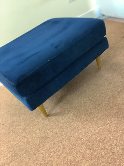 Snugsofa.com Navy Blue Plush Velvet Ottoman Pouffe Footstool F27456