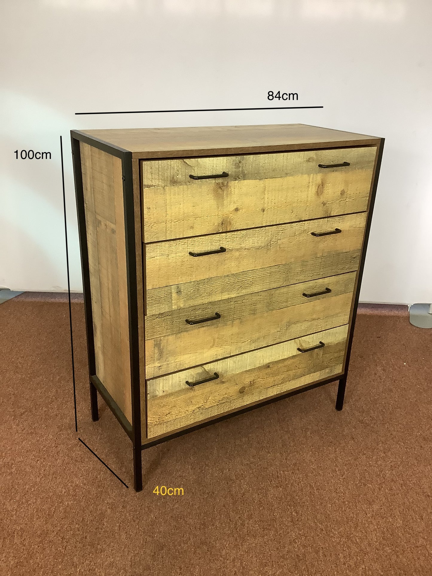 TAD/Stretton Industrial Rustic Oak Effect 4 Draw Chest of Drawers F27457
