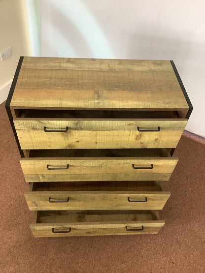 TAD/Stretton Industrial Rustic Oak Effect 4 Draw Chest of Drawers F27457