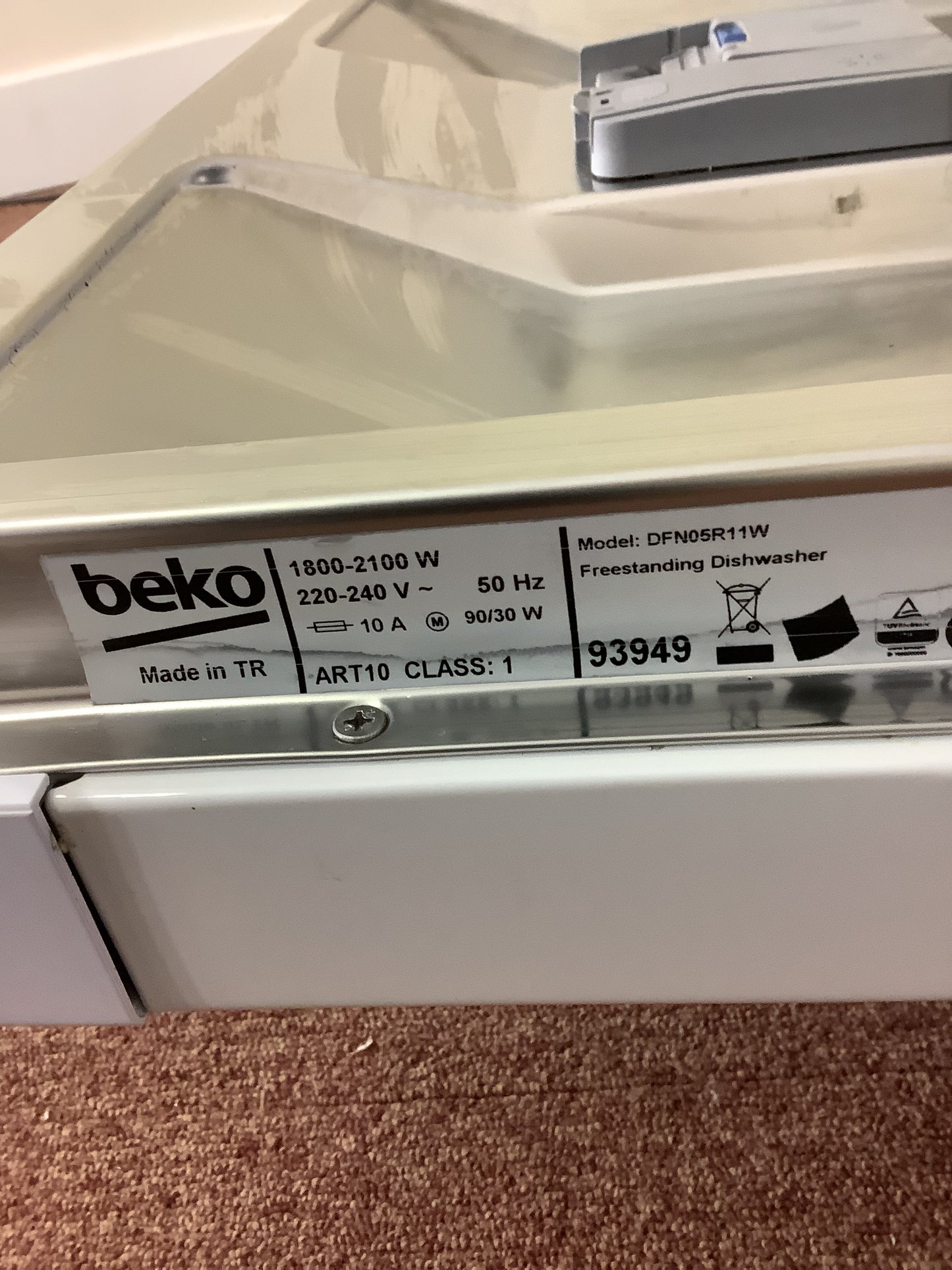 Beko Dishwasher DFNO5R11W L52045