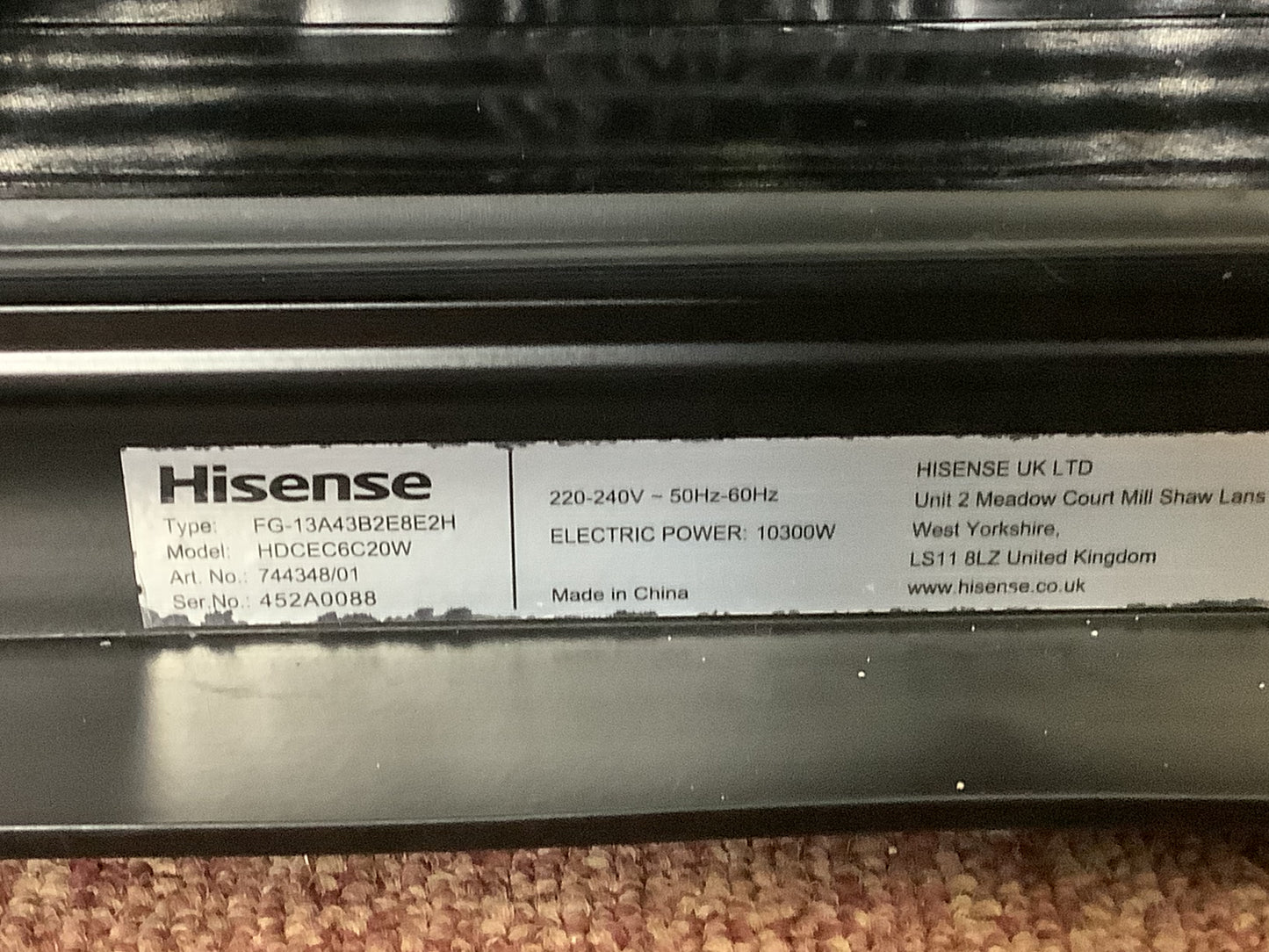 Hisense Cooker HDCEC6C20W L52282.