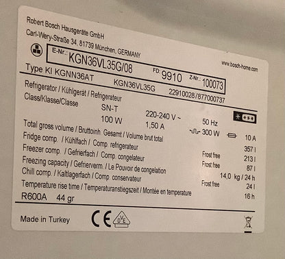 Bosch Fridge Freezer KGN36VL35 L48830