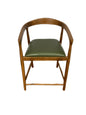SKLUM Visby Dark Teak Wood & Military Green Leather High Stool F27447